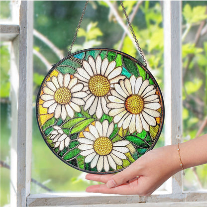 Birthmonth Flower April Daisy Stained Glass Suncatcher