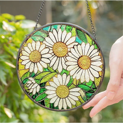 Birthmonth Flower April Daisy Stained Glass Suncatcher