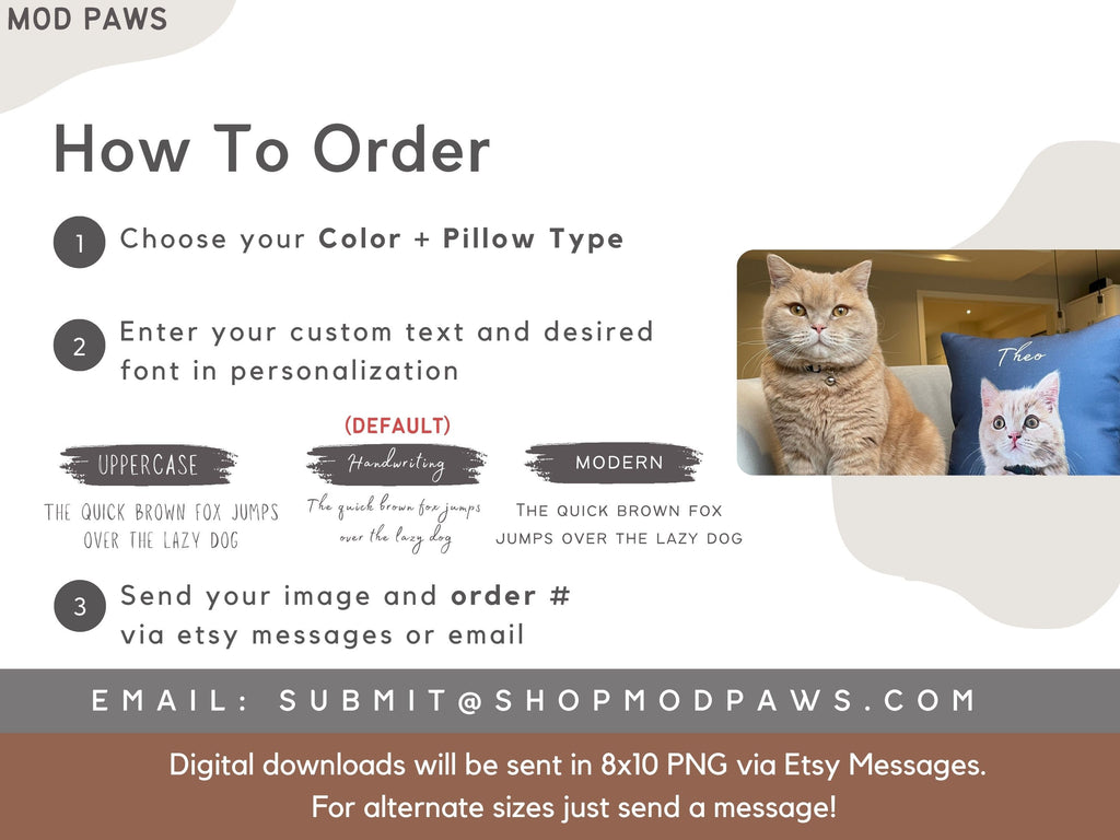Custom Pet Pillow Using Pet Photo + Name Custom Cat Dog Pillow Personalized Cat Pillows Cases Cat Picture Pillow Pet Picture Pillow