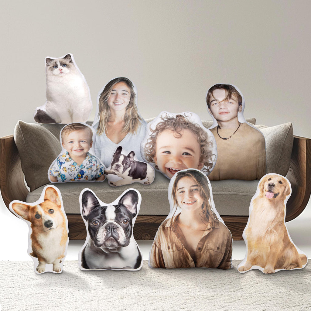 Personalized 3D Pillow with Photo Custom Picture Pillow Dog/Cat Shaped Throw Pillow Custom Face Pillow Pillow Gift For Dad Mom Her Him