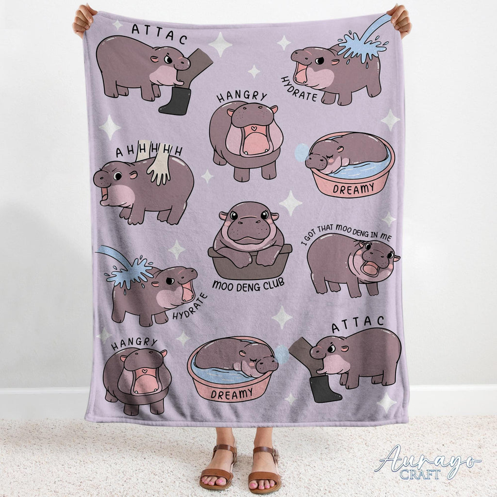 I Love Moo Deng Blanket, Funny Hippo Baby Moo Deng Blanket, Gift for Moo Deng Fan Club, Cute Baby Hippo Lover Gift, Christmas Gift 2024