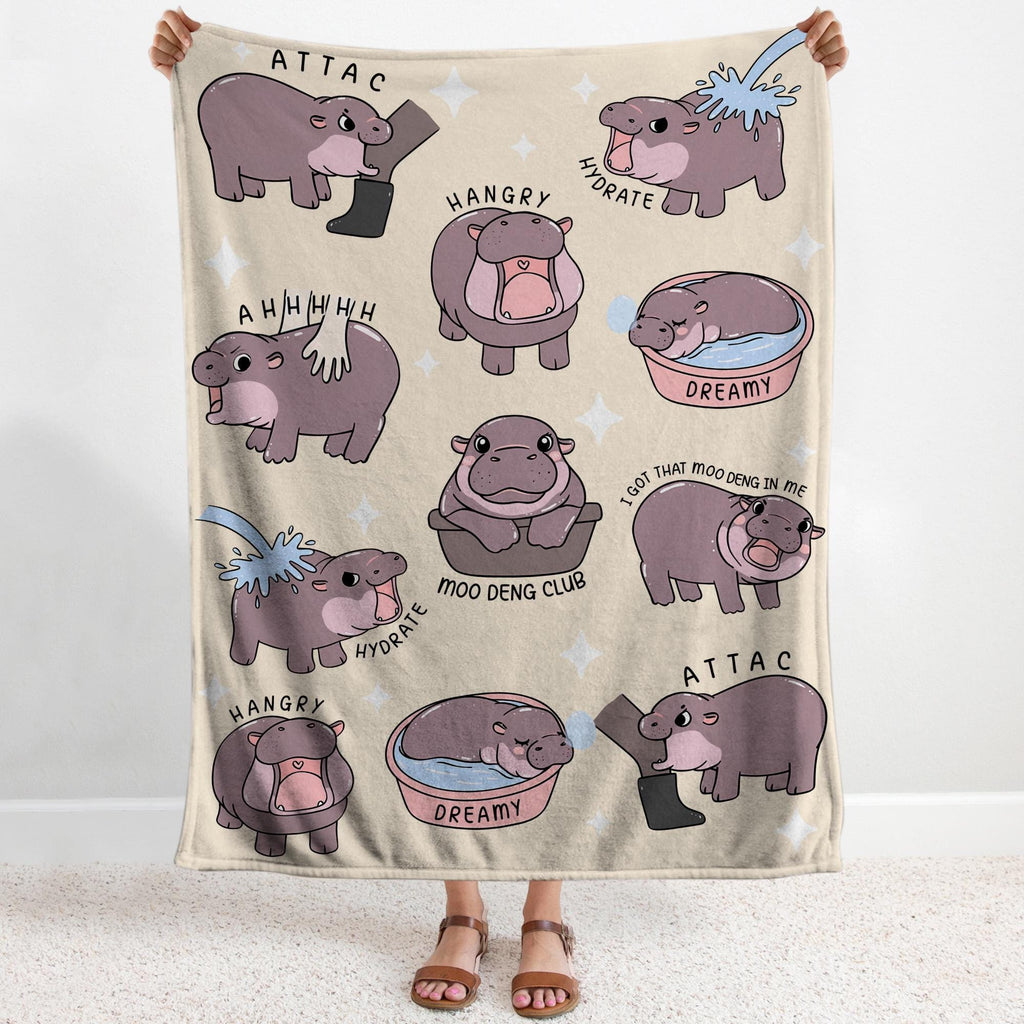 I Love Moo Deng Blanket, Funny Hippo Baby Moo Deng Blanket, Gift for Moo Deng Fan Club, Cute Baby Hippo Lover Gift, Christmas Gift 2024
