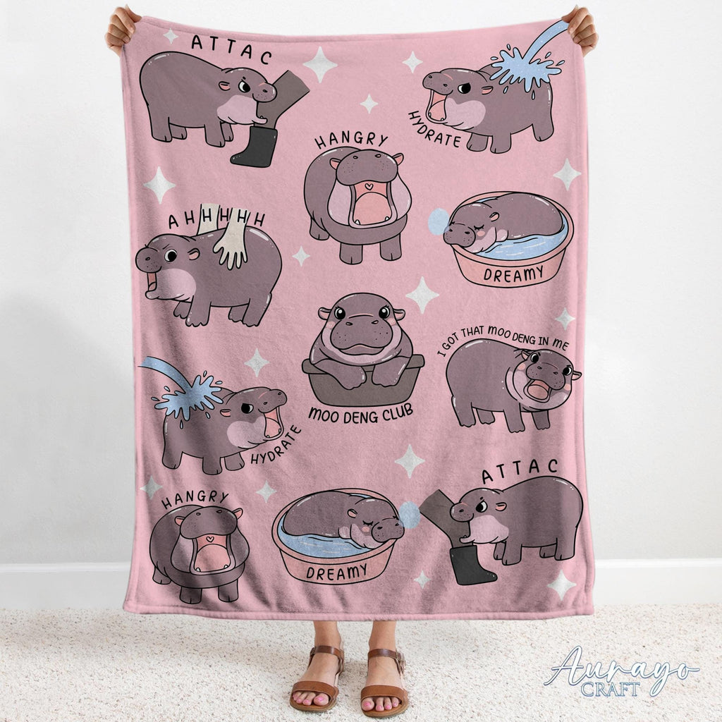 I Love Moo Deng Blanket, Funny Hippo Baby Moo Deng Blanket, Gift for Moo Deng Fan Club, Cute Baby Hippo Lover Gift, Christmas Gift 2024