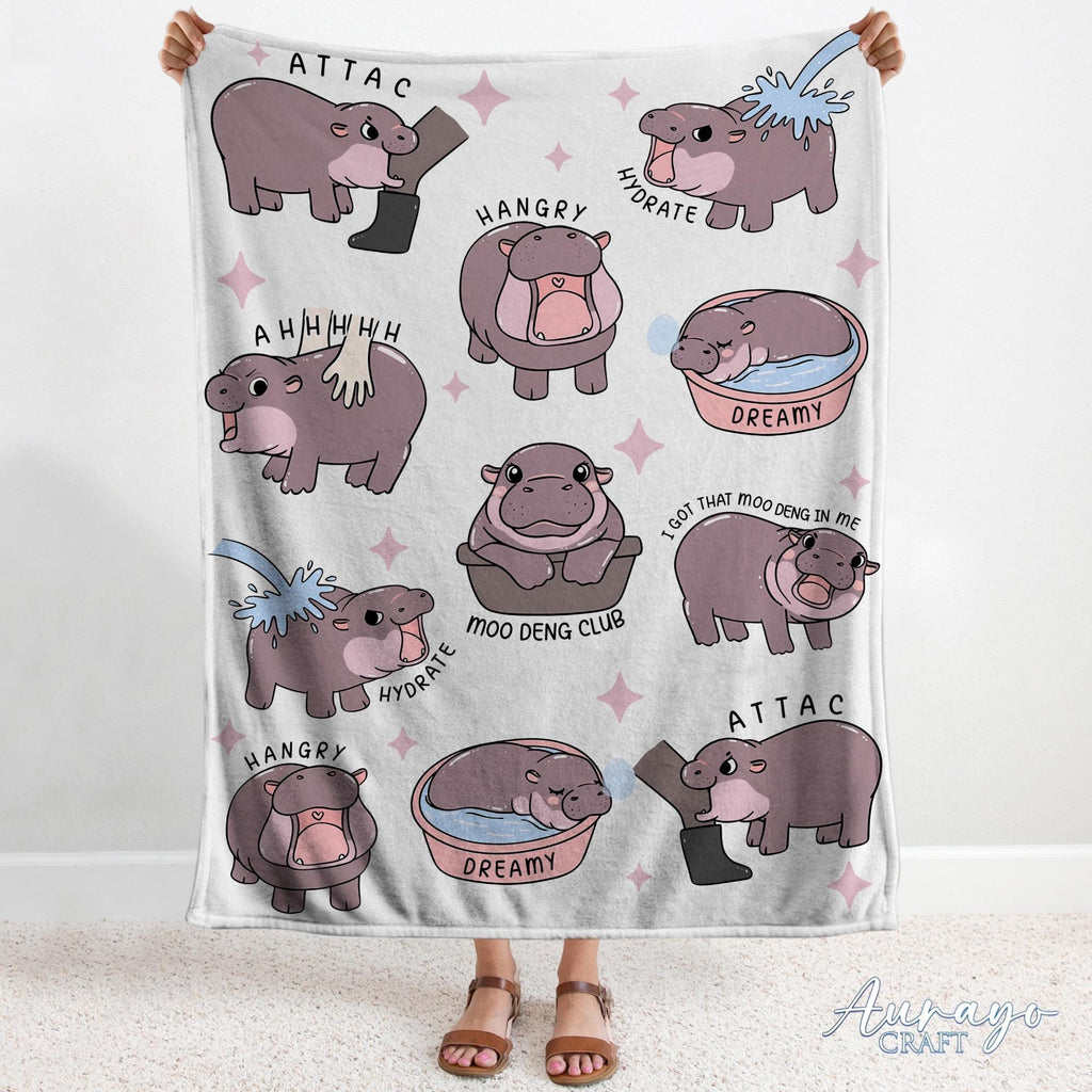 I Love Moo Deng Blanket, Funny Hippo Baby Moo Deng Blanket, Gift for Moo Deng Fan Club, Cute Baby Hippo Lover Gift, Christmas Gift 2024