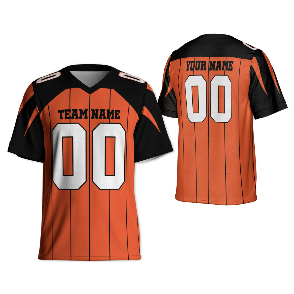 personalized-famous-team-football-jersey-thin-stripes-jersey-orange-and-black-cb-vdd01-2081